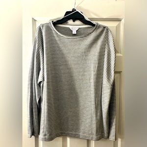 NWT XL Gray Striped Liz Claiborne Long Sleeve Cotton Shirt.